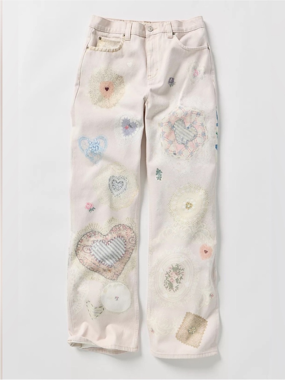 NWT Free People We The Free Tinsley Printed Jeans Illusions Heirloom Ivory - 27 - Picture 7 of 12